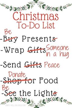 christmas to do list with red and green lettering