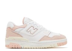 Wmns 550 'White Pink Sand' - New Balance - BBW550CD - white/pink sand/sea salt | Flight Club Clean White Leather, New Balance 550 White, Pink Sea Salt, Pink Sneakers, Pink Sand, Basketball Sneakers, New Balance Women, Dc Sneaker, New Balance Sneaker