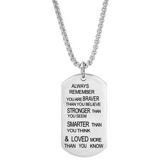 Men's stainless steel ALWAYS REMEMBER dog tag pendant Dog Tag Pendant, Always Remember You, Stronger Than You, Dog Tag, Always Remember, Same Day Delivery, Dog Tags, Dog Tag Necklace, Thinking Of You