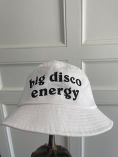 - custom, made-to-order bucket hat  - choose color, size, text, and text color - also perfect for college gamedays, bachelorette parties, birthdays, holidays, etc Custom White Bucket Hat, Trendy White Bucket Hat, Trendy Letter Print Sun Hat For Summer, Retro White Sun Hat With Curved Brim, Trendy Summer Sun Hat With Letter Print, Retro White Adjustable Bucket Hat, White Retro Adjustable Bucket Hat, White Retro Sun Hat With Curved Brim, Trendy Sun Hat With Letter Print