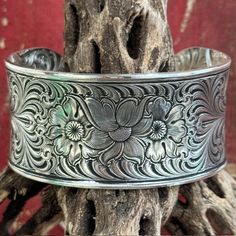 Marble Falls, Inspiration Board Design, Engraved Flower, Handmade Boot, Engraved Design, Wide Cuff, Silver Cuff Bracelet, Spring Day, Silver Cuff