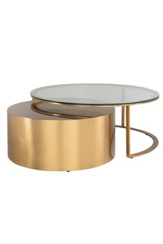 Round Golden Nesting Coffee Tables | OROA Orlan | Oroa Round Gold Coffee Table, Modern Lobby, Modern Classic Interior, 2 Coffee Tables, Nesting Coffee Table, Dutch Furniture, Home Coffee Tables, Gold Coffee Table, Nesting Coffee Tables