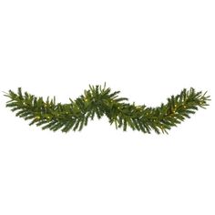 a green christmas garland with lights on the end and one long branch hanging down from it's side