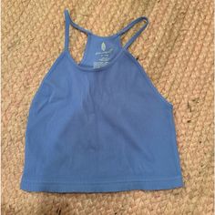 Nwot, Color Not Online Right Now Blue Cotton Tank Top For Loungewear, Light Blue Seamless Tank Top For Spring, Fitted Blue Crop Top For Yoga, Blue Cropped Crop Top For Loungewear, Blue Cropped Top For Loungewear, Blue Fitted Tank Top For Loungewear, Blue Sleeveless Crop Top For Yoga, Blue Yoga Crop Top, Sleeveless Blue Crop Top For Yoga