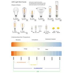 the different types of light bulbs are shown in this diagram, including one bulb and two lamps