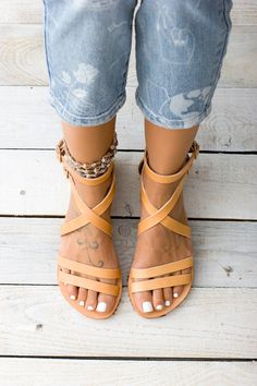 Vacation Sandals With Ankle Strap Medium Width, Medium Width Ankle Strap Sandals For Vacation, Leather Strappy Sandals For Summer, Spring Toe Loop Slingback Sandals, Summer Toe Ring Sandals With Adjustable Ankle Strap, Leather Strappy Toe Ring Sandals For Spring, Leather Strappy Barefoot Sandals For Spring, Spring Leather Toe Ring Strappy Sandals, Leather Footbed Toe Ring Sandals For Summer