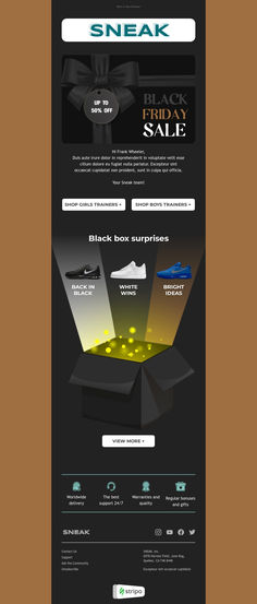 the website for sneak shoes is shown in black and white, with an image of a shoe