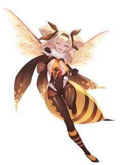 a woman dressed as a bee sitting on top of a yellow and black striped object