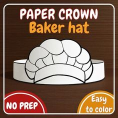 paper crown baker hat with instructions on how to make it