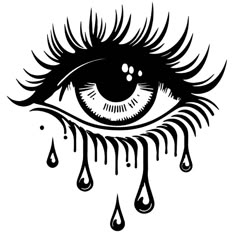 an eye with tears on it and drops coming out of the iris's eyes