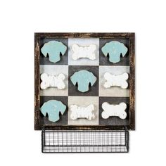 dog bone and bone shaped cookies in a wooden box