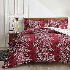 PRICES MAY VARY. Style: All items in package are burgundy red with White Tree Branch style. The main style is red with little white color.Sheet set are white branch style. Great style for young girls teens women.The color is also a good idea for Christmas holiday. Very modern bright style for a gift choice! Bed in a Bag all season design, Just open it. WHAT IN THE PACKAGE：7 Pieces Queen Size Bed in a bag including 1 comforter 88”x88”, 2 pillow shams 20”x26”, 1 Queen Fitted Sheet 60" W x 80" L + All Season Tree, Fall Bedding Sets, Christmas Bed, Season Tree, Red Comforter, Holiday Bed, Hotel Collection Bedding, Reversible Bedding, King Size Comforters