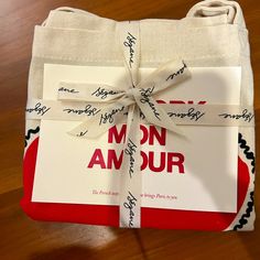 Brand New, Never Used Tote That Says New York Mon Amour Around A Red Heart. Part Of A Collaboration Between Sezane X L’appartement 4f. Exclusive Tote. Red Heart, Red White, Red And White, Bag Lady, New York, Brand New, Red, White, Color