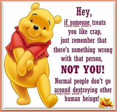 a winnie the pooh quote with an image of a teddy bear holding a heart