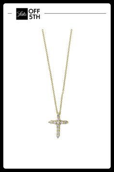 Elegant Yellow Gold Cross Pendant Finished With Pavé Diamonds. Diamonds, 0.46 Tcw Diamond Clarity: I1 - 12 Diamond Color: H - I 14k Yellow Goldtone Made In Usa Size Length, About 18" Please Note: Warranty Services Are Provided Exclusively By Effy, Saks Off 5th Is Not Responsible For These Services And Any Related Inquiries Or Claims Should Be Directed To Effy At So5repairs@effygroup.com. Center Core - W Fine Jewelry > Saks Off 5th. Effy. Yellow Gold Pave Pendant Jewelry, Yellow Gold Cross Pendant Fine Jewelry, 14k Gold Pendant Necklace With Pave Setting, 14k Gold Necklace With Pave Setting, Timeless Yellow Gold Necklace With Pave Setting, Yellow Gold Diamond Cross Pendant Necklace, Fine Jewelry Yellow Gold Cross Diamond Necklace, Timeless Yellow Gold Cross Pendant Jewelry, Fine Jewelry Yellow Gold Necklace With Pave Setting