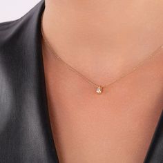 ✦ Floating Diamond Necklace ✦  This is a classic, through and through and we wouldn't want it any other way. The necklace is made of 100% 14k solid gold with a round-cut ethically sourced diamond in a bezel setting. A piece you can hold on to forever. ❶ Made in 14k Solid Gold. ❷ Set with handpicked top-quality Diamonds. Clarity: SI1 Color: F - G ❸ Adjustable length: 16 to 18 inches. ❹ Diamond: 3.00mm. 0.10ct. F-G SI1 ❺ Charm diameter:5.00mm x 3.50mm ✧ MATERIALS - 14k Solid Gold Our 14k solid gol Fine Jewelry Everyday Necklace With Prong Setting, Timeless Everyday Necklace With Prong Setting, Timeless Prong Setting Necklace For Everyday, Classic 14k Gold Solitaire Necklace For Everyday, Classic Yellow Gold Solitaire Necklace For Everyday, Classic Everyday Diamond Necklace With Prong Setting, Classic Diamond Necklace With Prong Setting For Everyday, Dainty Everyday Solitaire Necklace With Prong Setting, Elegant Everyday Diamond Necklace With Prong Setting