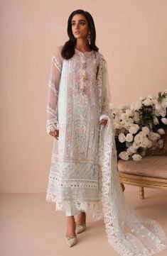 Embroidered Pakistani Net Salwar Kameez and Dupatta Dress – Nameera by Farooq Suites Designs, Dupatta Dress, Desi Fits, Dress Western, Desi Dress, Pakistani Salwar, Pakistani Party Wear, Eid Outfit, Dresses Design