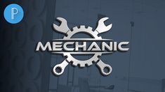 the logo for mechanic with wrenches on it