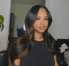 Bussdown Middle Part, Fall Wigs, Chocolate Highlights, Twisted Hair, Hairstyle Inspo, Protective Hairstyles Braids, Flat Iron Hair Styles, Middle Part, Dye My Hair