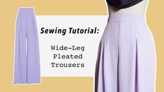 the sewing pattern for wide leg pleaed trousers is shown in front of a mannequin