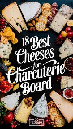 Discover the top 18 cheeses that will elevate your charcuterie board to gourmet status! From creamy Brie to sharp Cheddar, these cheeses are perfect for any occasion. Get ready to impress your guests with the perfect cheese selection. #CharcuterieBoard #CheeseLovers #GourmetCheese #EntertainingTips #Foodie Cheese Board Cheese, Best Cheese Charcuterie Board, The Best Charcuterie Board Ideas, Charcuterie Board Cheese Types, Sweet Cheese Board, Cheese And Meat Charcuterie Board Ideas, Best Things To Put On A Charcuterie Board, Charcuterie Board Ideas For Wine Tasting, Good Cheeses For Charcuterie