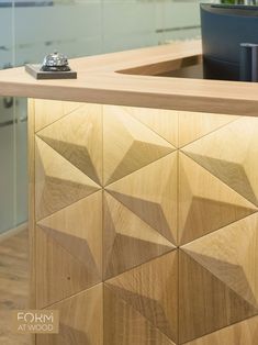 a wooden counter top sitting inside of a kitchen