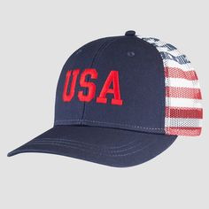 the usa flag hat is shown in red, white and blue