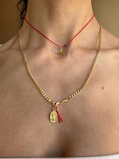 Hello, Welcome to my store ✨ If you have any questions, please contact me, i will be very happy to help you. You may want to take a look this important informations below ! ✨ Just Chain necklace (4mm width) with pendant options is for sale, not contains red string above choker. You can find it Handmade Yellow Gold Charm Necklace For Good Luck, Handmade Yellow Gold Good Luck Charm Necklace, Handmade 14k Gold Jewelry For Good Luck, Sterling Silver Figaro Chain Jewelry Gift, Dainty Charm Necklaces With Curb Chain For Gifts, 14k Gold Charm Necklace With Lobster Clasp For Gifts, 14k Gold Charm Necklace With Lobster Clasp, Gold Charm Necklaces With Figaro Chain For Gift, Gold Figaro Chain Charm Necklace For Gift