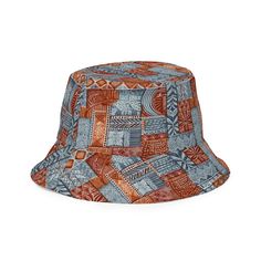 Inspired by the traditional barkcloth designs of the Pacific Islands, our Tapa Cloth print reversible bucket hat features bold tribal patterns on one side and a plain color on the other. This versatile and stylish hat gives you two unique looks in one, adding a touch of island charm to any outfit. Stay cool and stylish wherever you go!This reversible bucket hat can be worn on both sides, making it easy to match with different outfits. Made of breathable premium fabric, this hat will become your Bohemian Reversible Curved Brim Hat, Bohemian Reversible Hat With Curved Brim, Bohemian Multicolor Sun Hat For Outdoor Use, Bohemian Outdoor Bucket Hat With Curved Brim, Bohemian Multicolor Sun Hat For Outdoor, Bohemian Bucket Hat With Curved Brim For Outdoor, Blue Bohemian Bucket Hat For Festivals, Bohemian Reversible Beach Hat, Bohemian Reversible Hat For Beach