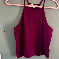 Super Cute And Lightweight Crop Tank From Express. Womens Size Medium Color Is Purple/Plum Purple Casual Halter Neck Top, Casual Purple Halter Neck Top, Casual Purple Sleeveless Halter Top, Purple Plum, Plum Color, Crop Tank, Color Purple, Plum, Super Cute