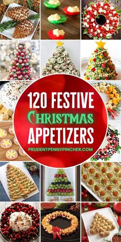 twelve festive christmas appetizers with text overlay