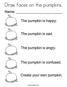 the pumpkin worksheet for kids to learn how to draw faces on the pumpkins