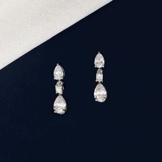 Diamond Drop Earrings | Sustainably created diamonds | VRAI Diamond Drop Earrings Simple, Tiny Diamond Necklace, Drop Earrings Simple, Tiny Diamond, Earrings Simple, Diamond Drop Earrings, Jewel Box, Diamond Drops, Drop Earring