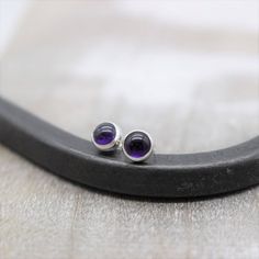 Amethyst 5mm Earrings - sterling silver stud earrings - Gift for her - Tiny purple earrings - Jewelr Dainty Purple Round Earrings, Purple Gemstone Earrings For Everyday Wear, Everyday Purple Gemstone Earrings, Amethyst Birthstone Earrings For Gift, Amethyst Birthstone Earrings As A Gift, Silver Earrings With Birthstone For Gift, Purple Hypoallergenic Jewelry For Birthday, Purple Gemstone Jewelry For Birthday, Sterling Silver Purple Birthstone Gemstones