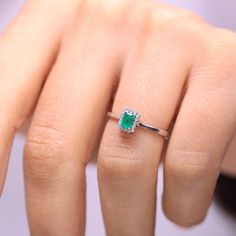 "Rectangular Shaped Emerald Halo Ring/ Emerald Cut Emerald Gemstone Ring/ Columbian Emerald Ring with Diamonds/ Minimalistic Gold Ring/ Gift I especially prefer minimal designs and love to create or produce them. They can fit in our daily life and we easily can integrate and be whole with them. This lovely Columbian Emerald Ring with Diamonds is to be with you in your everyday wear, to be whole, to become you.  ╰► Specifications ➤ Made to Order.  ➤ Made in Turkey. ➤ 14K Gold ➤ Custom Gold Color: Rose Gold, Yellow Gold, White Gold ➤ Total CTW: 0.35 Carat ➤ Width of Band: 1.40MM ➤ Setting Type: Prong center stone with bezel side stone - Halo Ring ➤ Natural Earth-Mined & Non-Conflict Diamonds ➤ Ready to Ship in 1 Week ╰► Center Stone Specifications ➤ Gemstone: Natural Emerald ➤ Shape: Rectang Columbian Emeralds, Emerald Gemstone, Lovely Ring, Precious Jewelry, Halo Rings, Emerald Ring, Round Cut Diamond, Cleaning Jewelry, Ring Gift