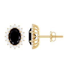 Product Details Make your Anniversary a memorable occasion for her by giving her a heartwarming present like these Statement Earrings. These Stud Earrings are embellished with Oval Cut Black Onyx Set in Prong Setting with Diamond Halo, crafted in Gold. Product Information SKU SHP-EARRINGS0621106690 Length 10.3 mm Width 8.3 mm Weight 2.31 gm (Approximate) BLACK ONYX INFORMATION No.of Stones 2 Pieces Total Weight 2.20 Carat (Approximate) Dimension(approx) Oval-6X8 mm-2 Pcs Color Black Cut Brillian Halo 2, Black Onyx Earrings, Onyx Earrings, Signature Jewelry, Timeless Jewelry, Diamond Halo, Conflict Free Diamonds, Halo Diamond, Free Jewelry