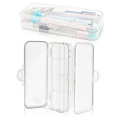 Product description This clear double pencil case it is made of high quality material and is durable and practical. The sturdy material and frosted texture of the design will ensure its practicality and popularity for many storage bags. It can be used not only for pens, but also for everyday items and other small accessories for travel. Product Specifications: Material: PP plastic Color: Clear Black Size: 8.27 "x3.15 "x1.8"/21x8x4.6cm(L*W*H) Caution: All sizes are measured manually, there may be Portable Rectangular Stationery For Organization, Rectangular Protective Pencil Case For School, Rectangular Stationery Case With Pen Slots, Portable Rectangular Stationery For Storage, Pencil Case With Pen Holders For Storage, Rectangular Stationery Organizer With Pen Slots, Rectangular Protective Pencil Case For Storage, White Rectangular Stationery Case With Pen Slots, White Stationery With Pen Holders For Organization