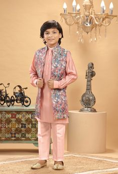 **Specifications : Please visit our brand store for more collection. StitcheryUK.etsy.com  If you need Father and Son same outfits we can make by customised for that kindly message me. Top Details Color- Cream, Fabric - Soft Blended Embroidered Fabric Bottom Details Color- Gold, Fabric - Blended Slik , Style - Elastic Pant Package Include :INCLUDES 1 BANDI, 1 KURTA AND 1 PANT. Turban ,Mojari And Other Accessories Are Not Sold Along With The Dress. CARE: DRY CLEAN ONLY *Additional Information : - Pink Festive Party Wear Kurta, Festive Pink Party Wear Kurta, Pink Bandhgala With Chikankari Embroidery For Festive Occasions, Pink Bandhgala With Chikankari Embroidery For Festivals, Peach Long Sleeve Sets With Zari Work, Pink Bandhgala With Chikankari Embroidery For Eid, Embroidered Peach Sets For Reception, Pink Bollywood Sherwani With Floral Embroidery, Fitted Pink Sherwani With Floral Embroidery