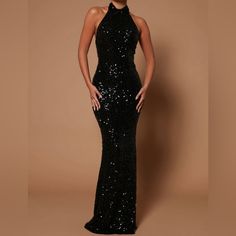 Fashionnova, Sequin, Size Medium, Maxi Dress. Never Worn, But No Tags Sequin Black Bridesmaid Dresses, Black Sequin Maxi Dress, Black Maxi Dress For Holiday Night Out, Black Holiday Maxi Dress For Night Out, Holiday Black Maxi Dress For Night Out, Black Floor-length Holiday Dress, Glamorous Black Holiday Maxi Dress, Black Fitted Maxi Dress For Holiday, Fitted Black Maxi Dress For Holidays