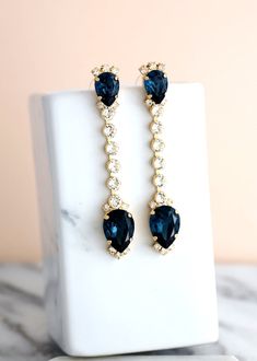 Blue Navy Earrings Bridal Blue Navy Drop Earrings Bridal | Etsy Formal Blue Teardrop Chandelier Earrings, Blue Teardrop Chandelier Earrings For Formal Occasions, Elegant Blue Teardrop Bridal Earrings, Elegant Blue Drop Bridal Earrings, Blue Bridal Earrings For Formal Occasions, Elegant Blue Drop Crystal Earrings, Blue Teardrop Jewelry For Evening, Blue Teardrop Earrings For Evening, Blue Crystal Drop Earrings For Formal Occasions