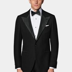 This black tuxedo is cut to our tailored fit. The accompanying flat-front trousers are cut slim through the hip and thigh, and feature side adjusters. Unique Fits, Slim Fit Blazers, Black Tuxedo, Fitted Blazer, Tailored Jacket, Black Linen, Fine Fabric, Side Stripe, Pure Linen