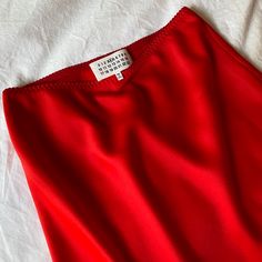 Stunning Cherry Red Slip By Margiela. Turn Heads With This Flattering Skirt! Features Detailed Diagonal Stitching As Pictured. Never Worn In Pristine Condition. Red Silk Party Bottoms, Chic Red Silk Bottoms, Red Summer Evening Maxi Skirt, Red Maxi Skirt For Summer Evenings, Red Silk Skirt For Evening, Red Silk Skirt For Party, Red Silk Party Skirt, Red Asymmetrical Relaxed Skirt, Red Asymmetrical Relaxed Fit Skirt