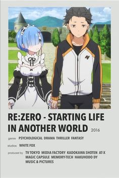 the poster for rezero - starting life in another world, featuring two anime characters