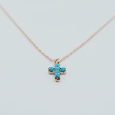 Cross Turquoise Necklace, 14k Gold Crucifix necklace, Small 14k cross necklace, Turquoise cross, Dainty gold cross necklace Gold Crucifix Necklace, Turquoise Cross Necklace, Symbol Of Hope, Crucifix Necklace, Gold Chain Choker, Dainty Choker, Timeless Symbol, Turquoise And Gold, Turquoise Cross