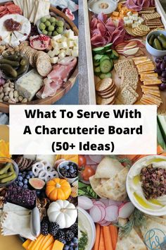 several different types of cheese board platters with text overlay that reads, 50 + cheese board pairing ideas