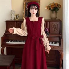 size: XL, Color: Red Red Sleeveless Dress For Winter, Red Sleeveless Midi Dress For Fall, Sleeveless Red Midi Dress For Fall, Red Long Sleeve Vintage Midi Dress, Red Sleeveless Dress For Fall, Burgundy Sleeveless Fall Dress, Burgundy Sleeveless Dress For Fall, Sleeveless Burgundy Dress For Fall, Long Sleeve Elegant Dress