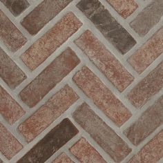 MSI - Brickstaks - 2.25 in. x 7.5 in. - Clay Brick Herringbone Tile - Noble Red Red Brick Herringbone Patio, Red Brick Tiles, Brick Herringbone, Red Clay Bricks, Brick Floors, Brick Sidewalk, Brick Mosaic, Mudroom Flooring, Brick Floor