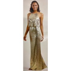 Jasmine Women's Glittering Gold Camisole Dress With Zipper To Close Occasions Such As Engagements, Wedding, Military Ball And Christmas Party Features: 100% Polyester Dress Solid Size: 14 Condition: New Elegant Gold Sleeveless Sequin Dress, Sequined Evening Dress For Prom And Holidays, Gold Sequin Prom Dress For Gala, Gold Sequin Dress For Prom Gala, Glamorous Champagne Sequin Prom Dress, Gold Sequin Dress For Prom And Gala, Floor-length Shimmer Dress For Prom, Gold Sleeveless Sequin Fabric For Party Season, Gold Sequin Fabric For Party Season