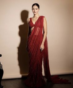 Red Sari, Indian Sari Dress, Fashionable Saree Blouse Designs, Fancy Sarees Party Wear, Modern Saree, Indian Fashion Saree, Saree Designs Party Wear, Indian Dresses Traditional