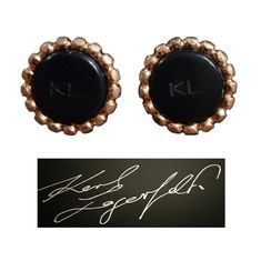 Excellent Condition. Vintage - Karl Lagerfeld Upcycled Gold And Black 1970's Button Earrings. Posts. Authentic Kl Engraved Glass Buttons. Handmade Karl Lagerfeld Jewelry Vintage, Button Earrings, Glass Buttons, Earrings Color, Jewelry Vintage, Karl Lagerfeld, 1970s, Vintage Jewelry, Jewelry Earrings